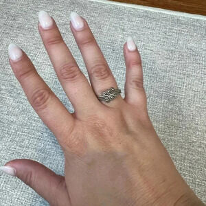 Vintage sterling silver rope chain ring